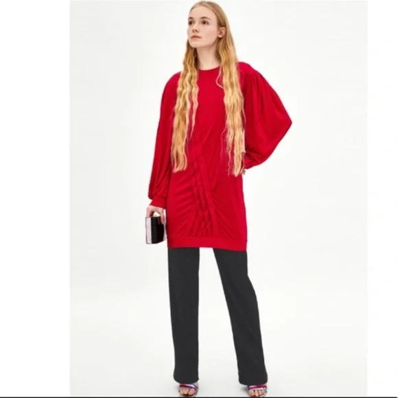 Zara | Tops | Eliza Jlong Sleeve Dress With Side Gathering New With Tag  Size Small | Poshmark